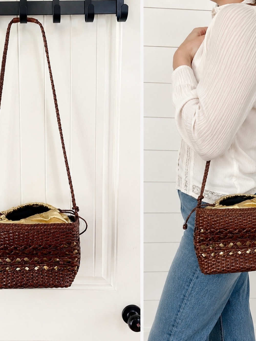 Vintage CEM made in Brazil handwoven leather crossbody brown artisan boho
